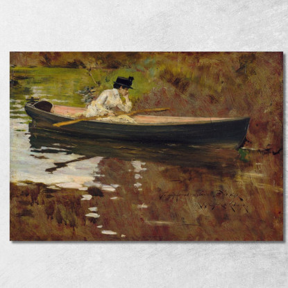 La Signora Chase A Prospect Park William Merritt Chase wmc43 quadro stampato su tela