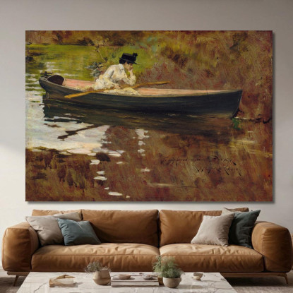 La Signora Chase A Prospect Park William Merritt Chase wmc43 quadro stampato su tela