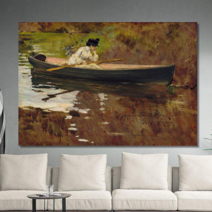 La Signora Chase A Prospect Park William Merritt Chase wmc43 quadro stampato su tela