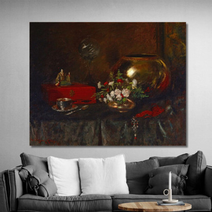 Ciotola In Ottone Con Natura Morta William Merritt Chase wmc76 quadro stampato su tela