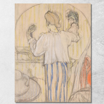 Davanti Allo Specchio Retto Édouard Vuillard evu23 quadro stampato su tela