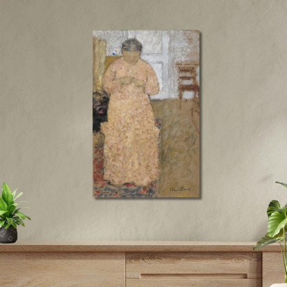 Donna Che Lavora A Maglia In Abito Rosa Édouard Vuillard evu42 quadro stampato su tela