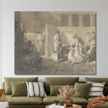 I Littori Portano A Bruto I Corpi Dei Suoi Figli Jacques Louis David jld44 quadro stampato su tela