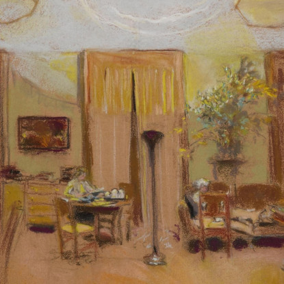 Lucy Hessel E Lulu Nel Grande Salotto Di Les Clayes Édouard Vuillard evu87 quadro stampato su tela