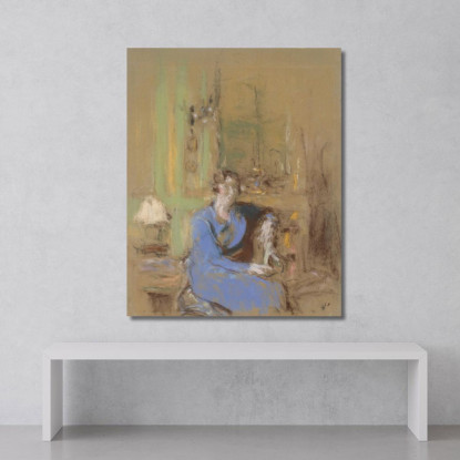 Madame Lucien Sauphar Seduta Nel Suo Salotto Édouard Vuillard evu104 quadro stampato su tela