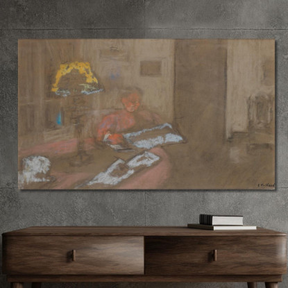 Madame Vuillard Legge Il Giornale Édouard Vuillard evu111 quadro stampato su tela