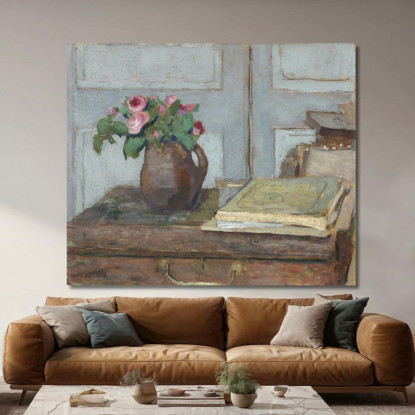 La Scatola Dei Colori Dell'Artista E Le Rose Muschiose Édouard Vuillard evu153 quadro stampato su tela