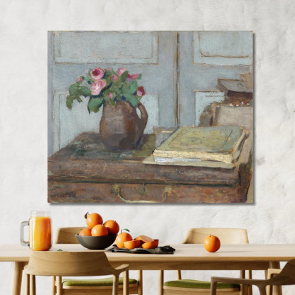 La Scatola Dei Colori Dell'Artista E Le Rose Muschiose Édouard Vuillard evu153 quadro stampato su tela