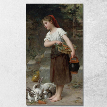 Nutrire I Conigli Émile Munier emn7 quadro stampato su tela