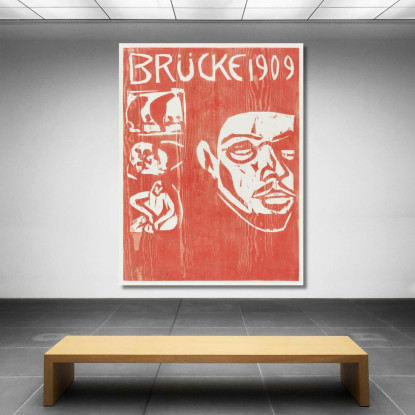 Copertina Del Quarto Annuario Del Gruppo Artista The Brucke 1909 Ernst Ludwig Kirchner elk17 quadro stampato su tela