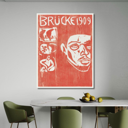 Copertina Del Quarto Annuario Del Gruppo Artista The Brucke 1909 Ernst Ludwig Kirchner elk17 quadro stampato su tela