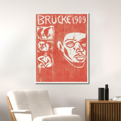 Copertina Del Quarto Annuario Del Gruppo Artista The Brucke 1909 Ernst Ludwig Kirchner elk17 quadro stampato su tela