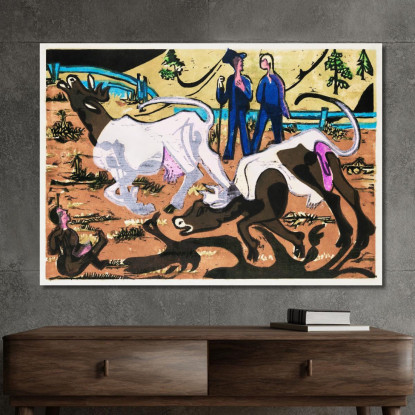 Mucche Nella Primavera Del 1933 Ernst Ludwig Kirchner elk18 quadro stampato su tela