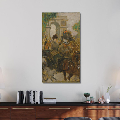 Carrozza Sull'Avenue Du Bois Parigi James Tissot jts11 quadro stampato su tela