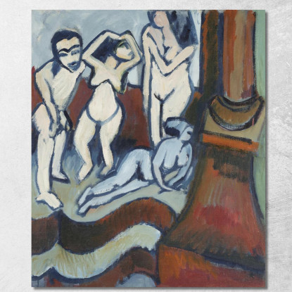 Quattro Sculture In Legno 1912 Ernst Ludwig Kirchner elk35 quadro stampato su tela