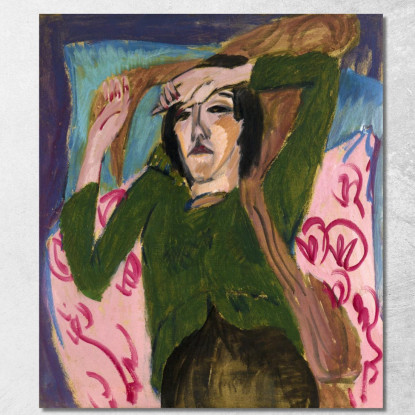 La Donna Con La Camicetta Verde 1912-1913 Circa Ernst Ludwig Kirchner elk44 quadro stampato su tela