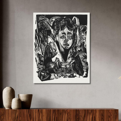 Ragazza Che Sogna 1918 Ernst Ludwig Kirchner elk57 quadro stampato su tela