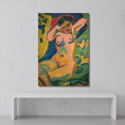 Ragazza In Un Prato Fiorito Ernst Ludwig Kirchner elk58 quadro stampato su tela