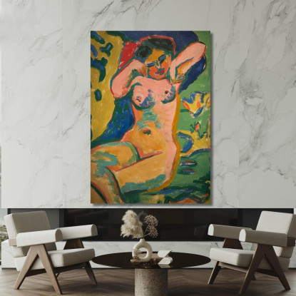 Ragazza In Un Prato Fiorito Ernst Ludwig Kirchner elk58 quadro stampato su tela