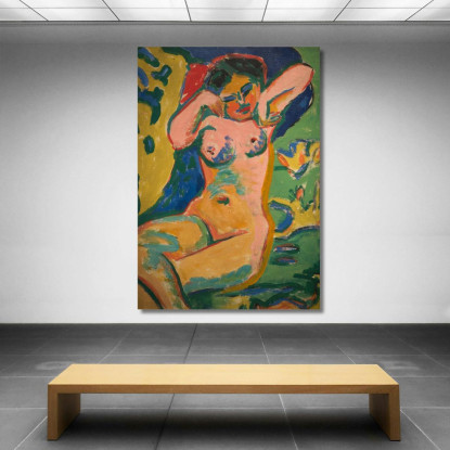 Ragazza In Un Prato Fiorito Ernst Ludwig Kirchner elk58 quadro stampato su tela