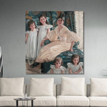 La Contessa D Yanville E I Suoi Quattro Figli James Tissot jts15 quadro stampato su tela