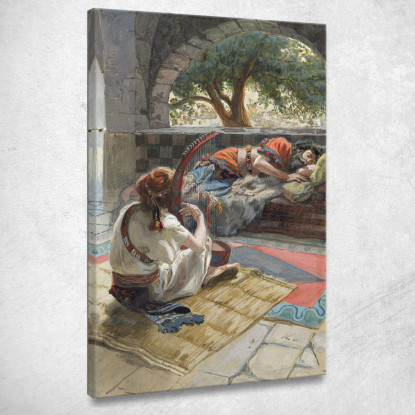 Davide Suona L'Arpa Davanti A Saul James Tissot jts18 quadro stampato su tela