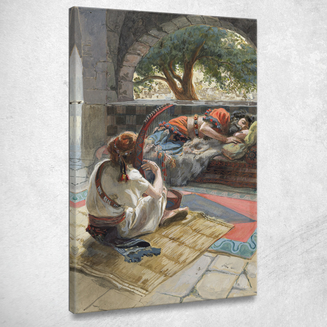 Davide Suona L'Arpa Davanti A Saul James Tissot jts18 quadro stampato su tela