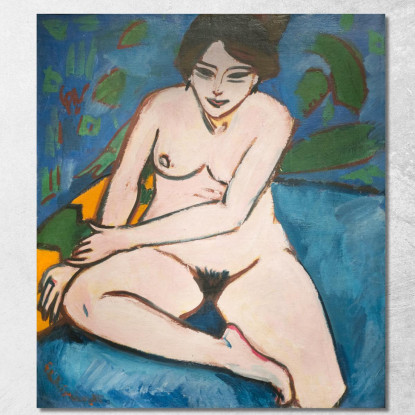 Nudo Su Fondo Azzurro Ernst Ludwig Kirchner elk86 quadro stampato su tela
