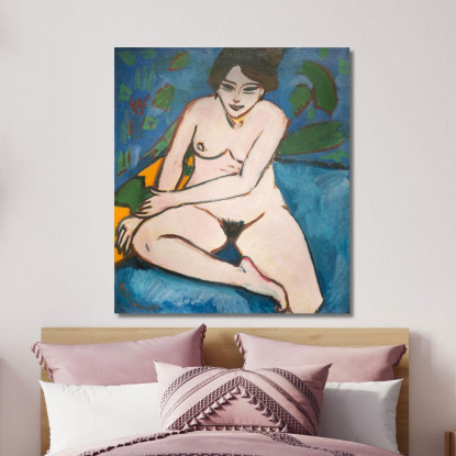 Nudo Su Fondo Azzurro Ernst Ludwig Kirchner elk86 quadro stampato su tela