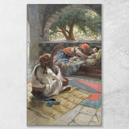 Davide Suona L'Arpa Davanti A Saul James Tissot jts18 quadro stampato su tela