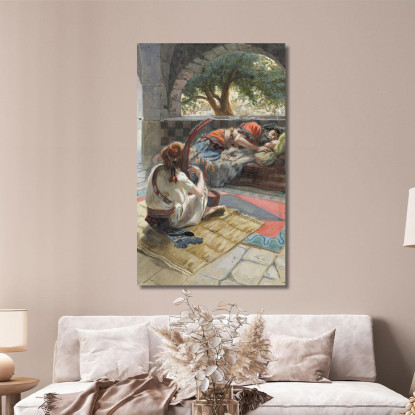 Davide Suona L'Arpa Davanti A Saul James Tissot jts18 quadro stampato su tela
