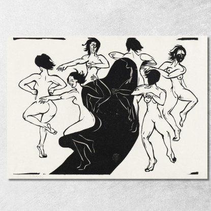 Nudi Che Danzano Intorno A Un'Ombra 1936 Ernst Ludwig Kirchner elk90 quadro stampato su tela