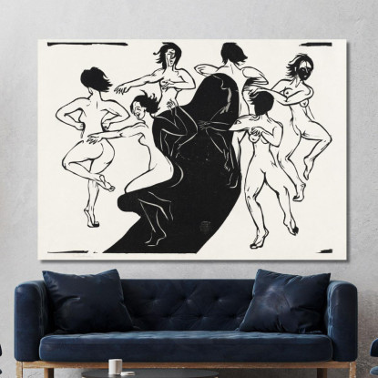 Nudi Che Danzano Intorno A Un'Ombra 1936 Ernst Ludwig Kirchner elk90 quadro stampato su tela