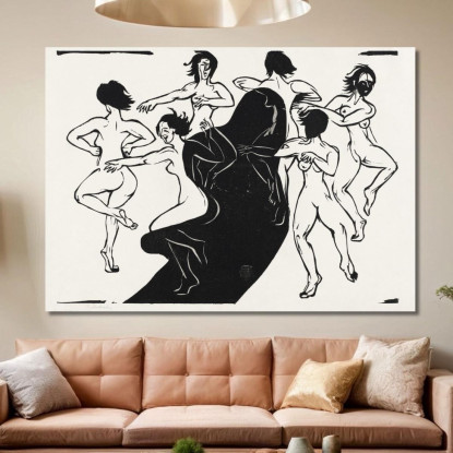 Nudi Che Danzano Intorno A Un'Ombra 1936 Ernst Ludwig Kirchner elk90 quadro stampato su tela