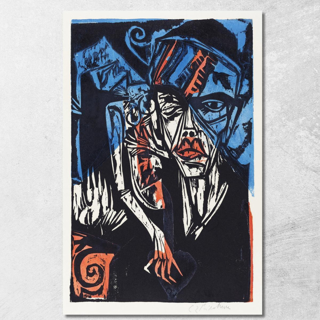 La Meravigliosa Storia Di Peter Schlemihl Combatte Le Agonie Dell'Amore 1915 Ernst Ludwig Kirchner elk94 quadro stampato su tela
