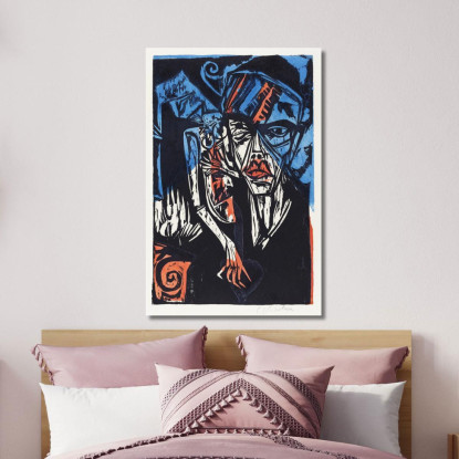 La Meravigliosa Storia Di Peter Schlemihl Combatte Le Agonie Dell'Amore 1915 Ernst Ludwig Kirchner elk94 quadro stampato su tela