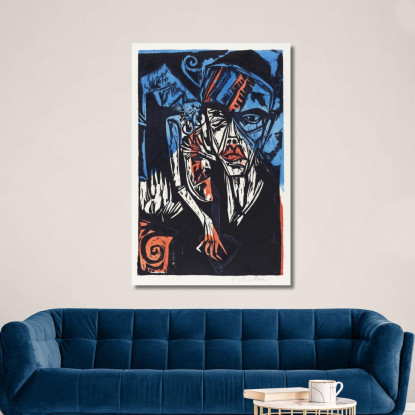 La Meravigliosa Storia Di Peter Schlemihl Combatte Le Agonie Dell'Amore 1915 Ernst Ludwig Kirchner elk94 quadro stampato su tela