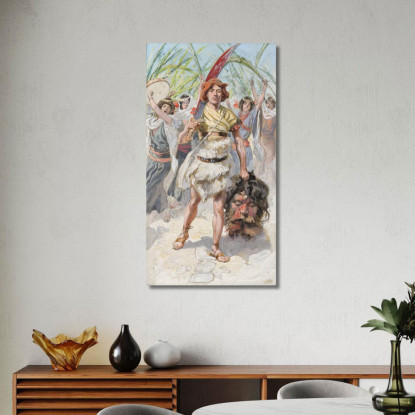 Davide Porta La Testa Di Golia A Gerusalemme James Tissot jts20 quadro stampato su tela