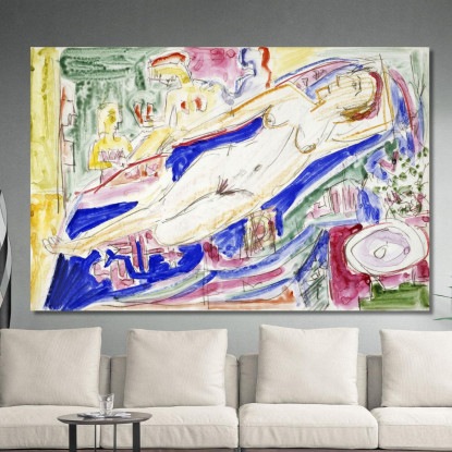 Nudo Femminile Sdraiato 1923 Circa Ernst Ludwig Kirchner elk108 quadro stampato su tela