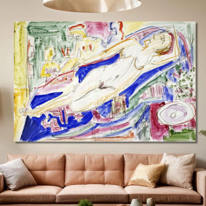 Nudo Femminile Sdraiato 1923 Circa Ernst Ludwig Kirchner elk108 quadro stampato su tela