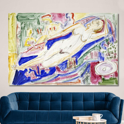 Nudo Femminile Sdraiato 1923 Circa Ernst Ludwig Kirchner elk108 quadro stampato su tela