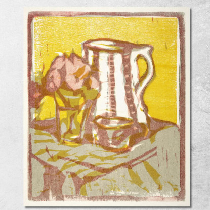 Natura Morta Con Brocca E Fiori Ernst Ludwig Kirchner elk125 quadro stampato su tela