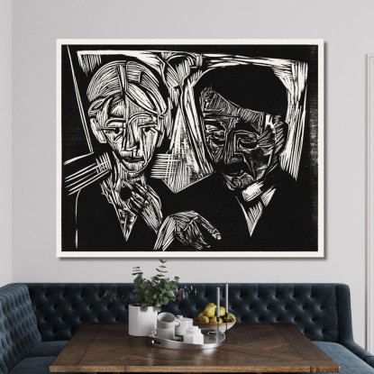 La Coppia Di Sposi Müller 1919 Di The Ernst Ludwig Kirchner elk137 quadro stampato su tela