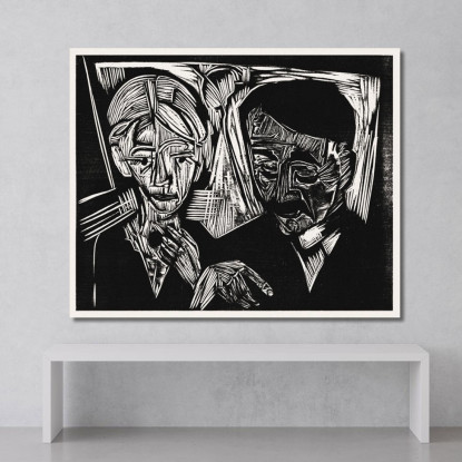 La Coppia Di Sposi Müller 1919 Di The Ernst Ludwig Kirchner elk137 quadro stampato su tela