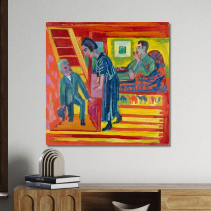 La Coppia In Visita E Il Nuovo Arrivato 1922 Ernst Ludwig Kirchner elk140 quadro stampato su tela