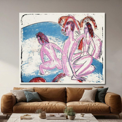 Tre Bagnanti Di Stones 1913 Ernst Ludwig Kirchner elk143 quadro stampato su tela