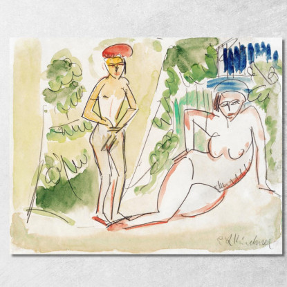 Due Bagnanti Vicino Al Bosco Ca19101911 Ernst Ludwig Kirchner elk145 quadro stampato su tela