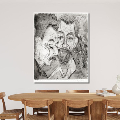 Due Teste Di Contadino 1920 Ernst Ludwig Kirchner elk150 quadro stampato su tela