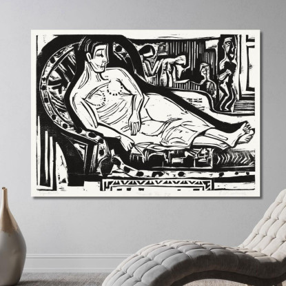 Donna Sdraiata Su Un Divano 1926 Ernst Ludwig Kirchner elk160 quadro stampato su tela