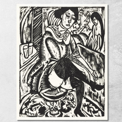 Donna Che Si Allaccia Le Scarpe 1912 Ernst Ludwig Kirchner elk161 quadro stampato su tela